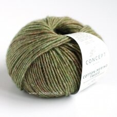 Cotton Merino Tweed 502 samanų žalia