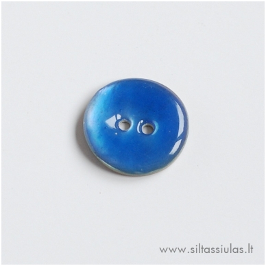 Enamel Coated Mother of Pearl Button (blue) 1