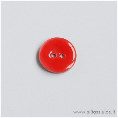 Enamel Coated Mother of Pearl Button (Bright Red) 1