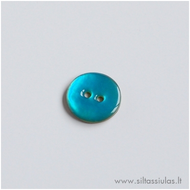Enamel-coated mother-of-pearl button (cyan) 1
