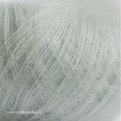 Hjertegarn Silk Kid Mohair 1058 sidabro žalsva 1