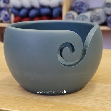 Yarn bowl (mango wood) 01 blue 1