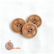 Wooden button "Brown flower"