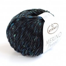 Merino Tweed 12418 zilgani melns