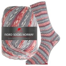 Pro Lana Fjord Socks Norway 382 pilka - raudona