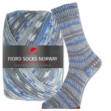 Pro Lana Fjord Socks Norway 384 pilka - šviesiai mėlyna 1