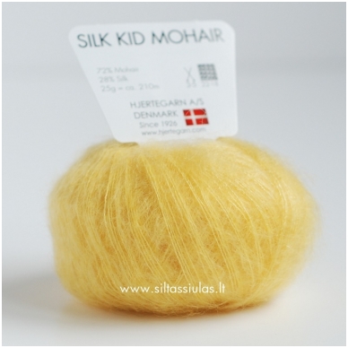 Hjertegarn Silk Kid Mohair 1022 saulės geltona