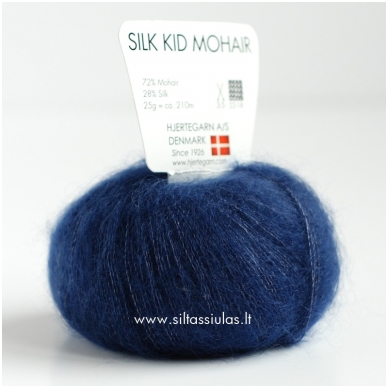 Hjertegarn Silk Kid Mohair 1095 tamsiai mėlyna
